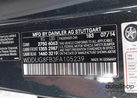 2015 Mercedes-Benz S 550 4Matic из США, поврежденный, VIN WDDUG8FB3FA105239